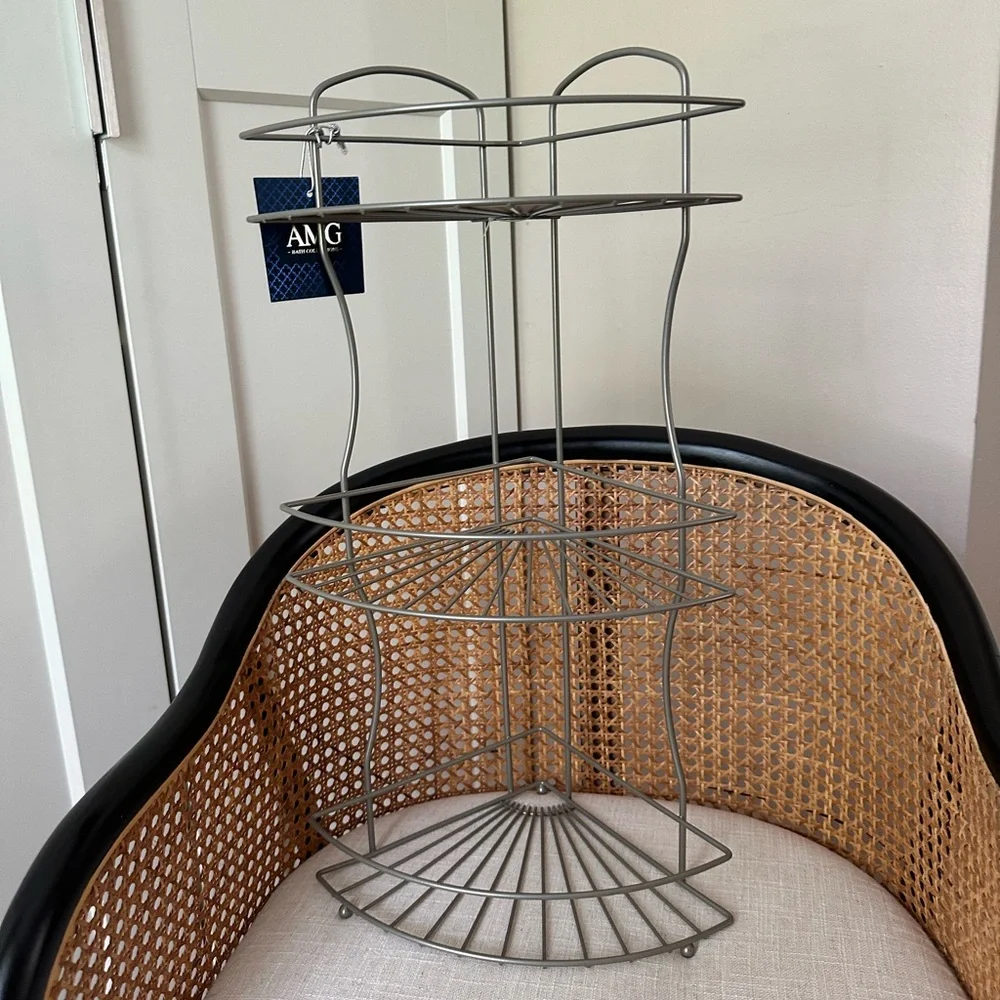 Brushed silver 3 Tier Corner Bathroom Organizer